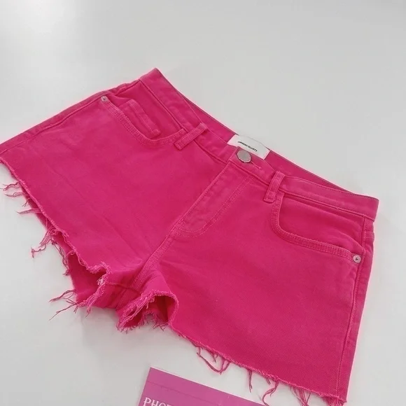 Current/Elliott The Boyfriend Cutoff Denim Shorts, Fandango Pink - Size 26 - Picture 11 of 13